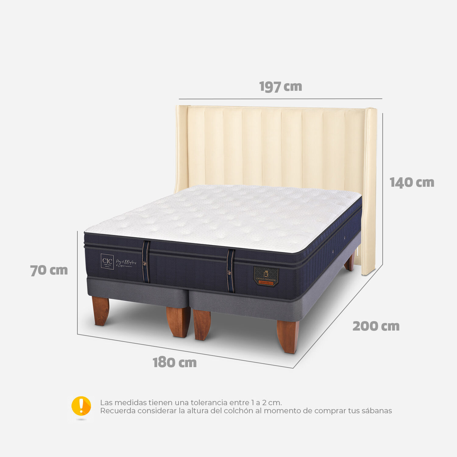 Cama Europea King Grand Premium + Respaldo Panaro