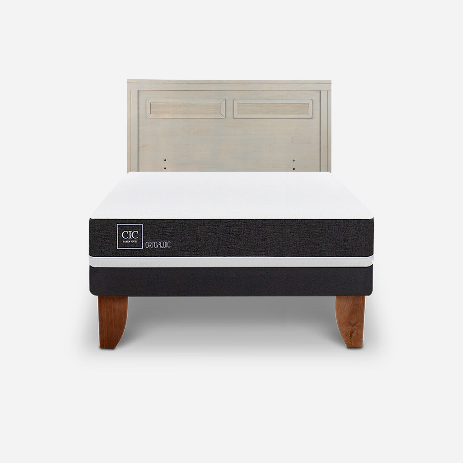 Cama Europea 2 Plazas Ortopedic Base Normal + Respaldo Mil&aacute;n Alpino