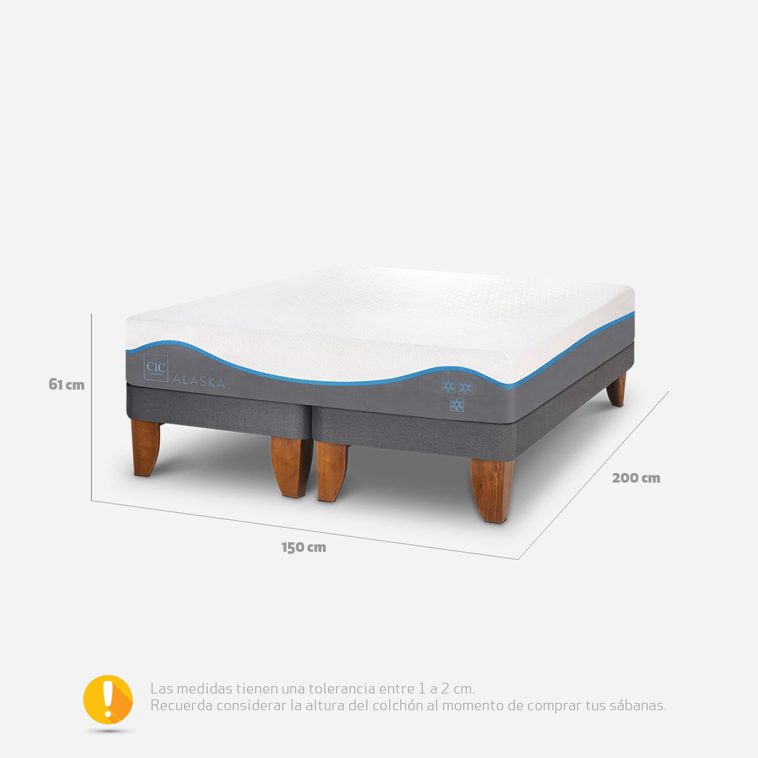 Cama Europea 2 Plazas Alaska Base Dividida Base Dividida
