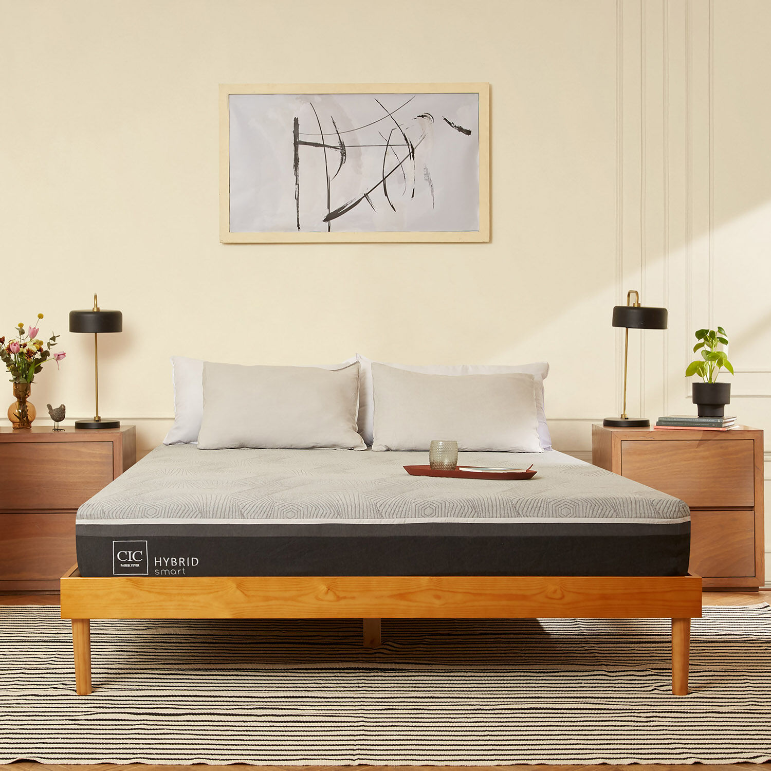 Cama King Hybrid + Respaldo Torino Choc