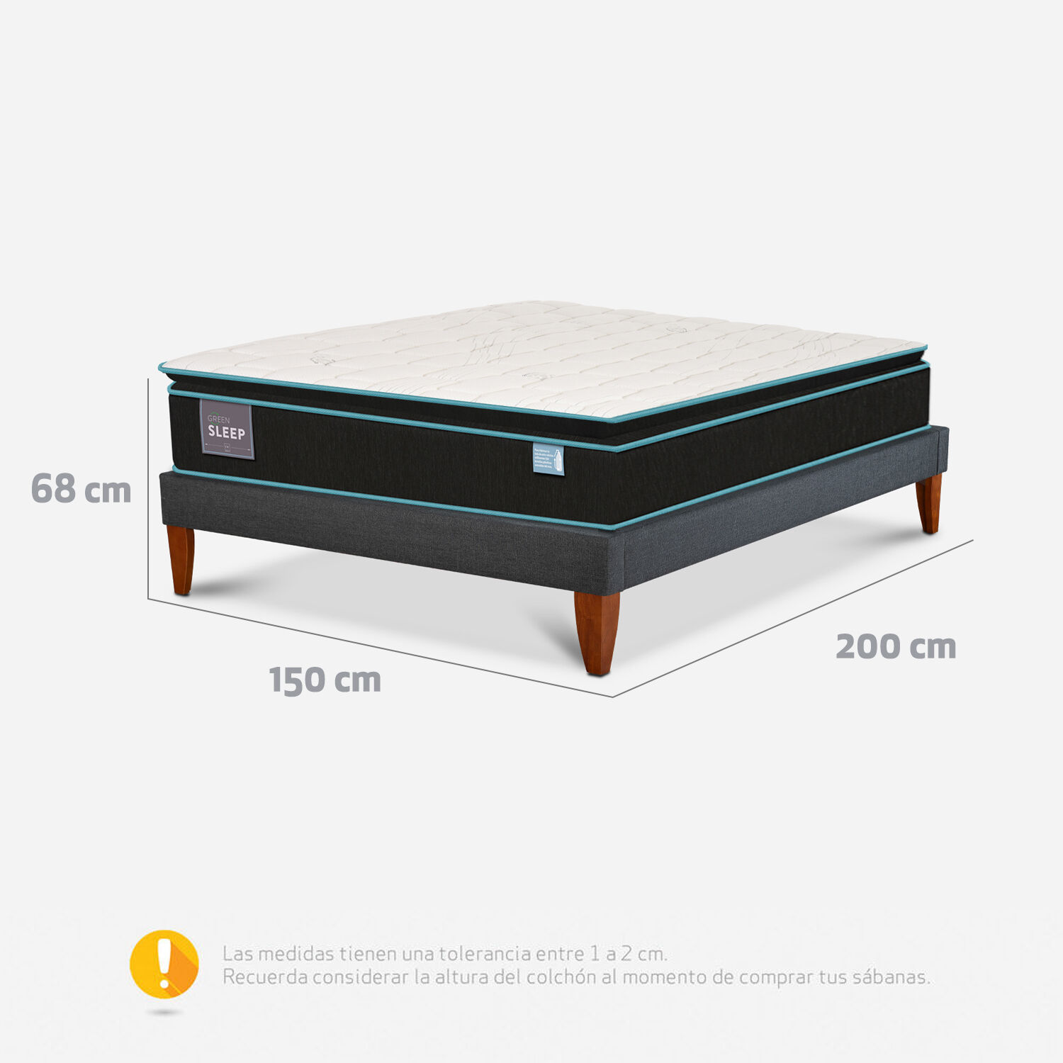 Cama Europea Box 2 Plazas Green Sleep 