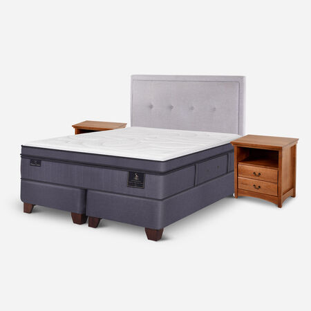 Box Spring 2 Plazas Super Premium Base Dividida + Set Ganges