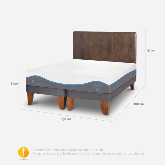 Cama Europea 2 Plazas Alaska + Respaldo Baker