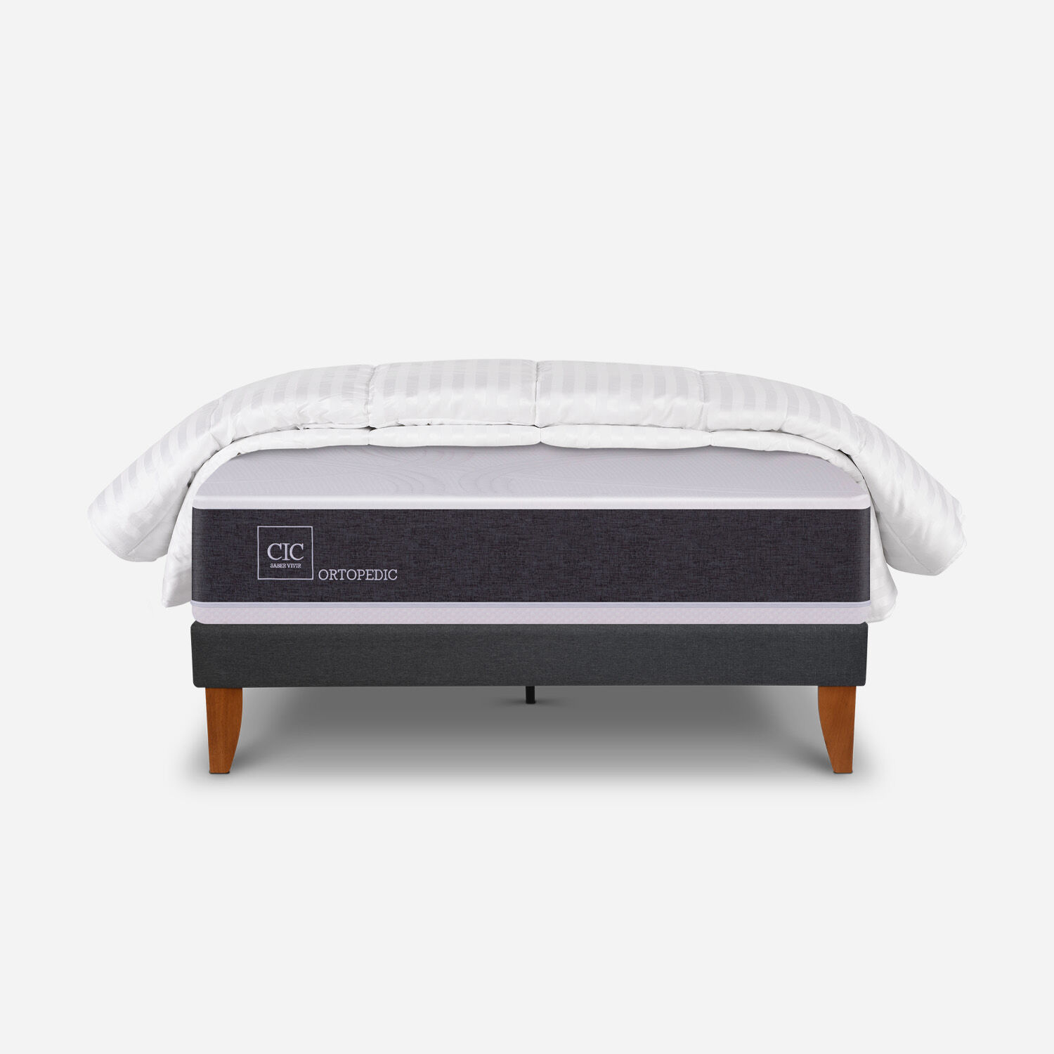 Cama Europea Curve 1,5 Plazas Ortopedic + Plum&oacute;n
