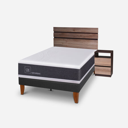 Cama Europea Curve 1,5 Plazas Ortopedic + Set Ares