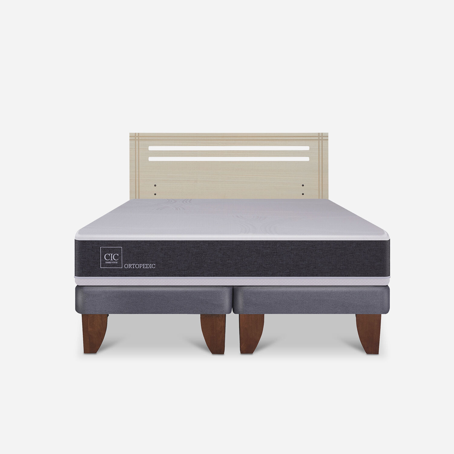 Cama Europea King Ortopedic + Respaldo Dublín Alpino