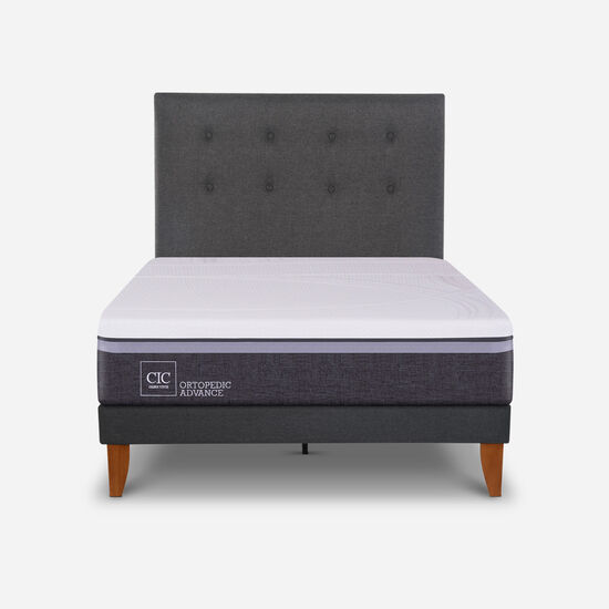Cama Europea Curve 1.5 Plazas Ortopedic Advance + Respaldo Éufrates