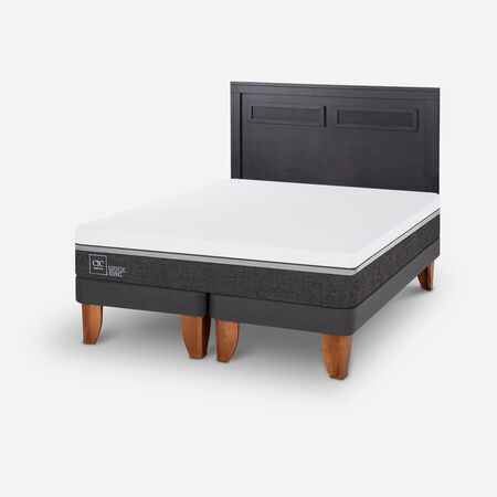 Cama Europea 2 Plazas Ortopedic Advance Base Dividida + Respaldo Mil&aacute;n Negro