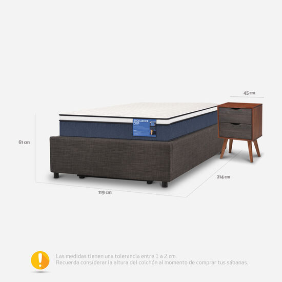 Cama Space Box 1.5 Plazas Excellence Plus + Velador Níger