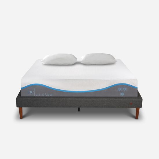 Cama Europea Curve 2 Plazas Alaska + Almohadas