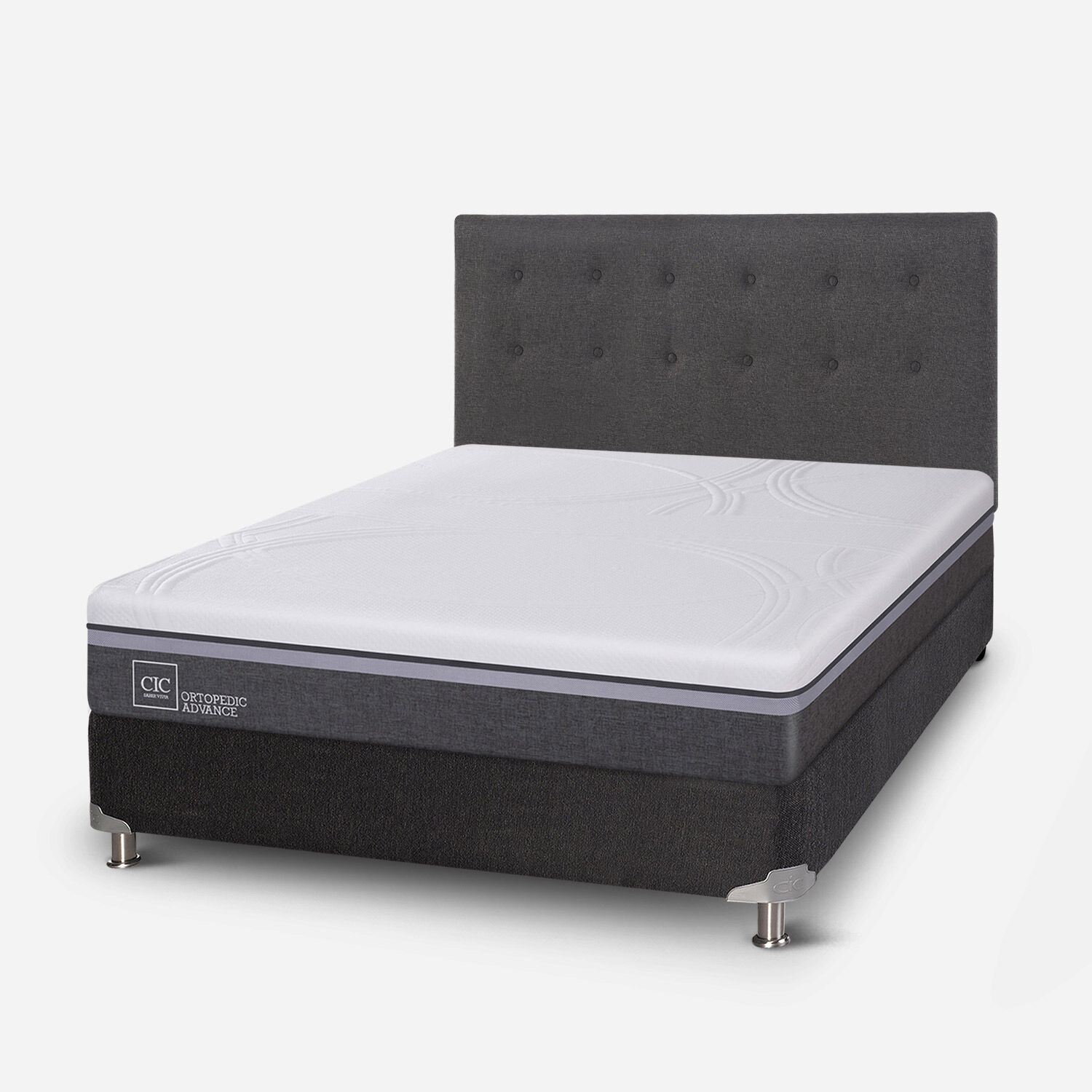 Box Spring 2 Plazas Ortopedic Advance Base Normal 5 Zonas + Respaldo Éufrates