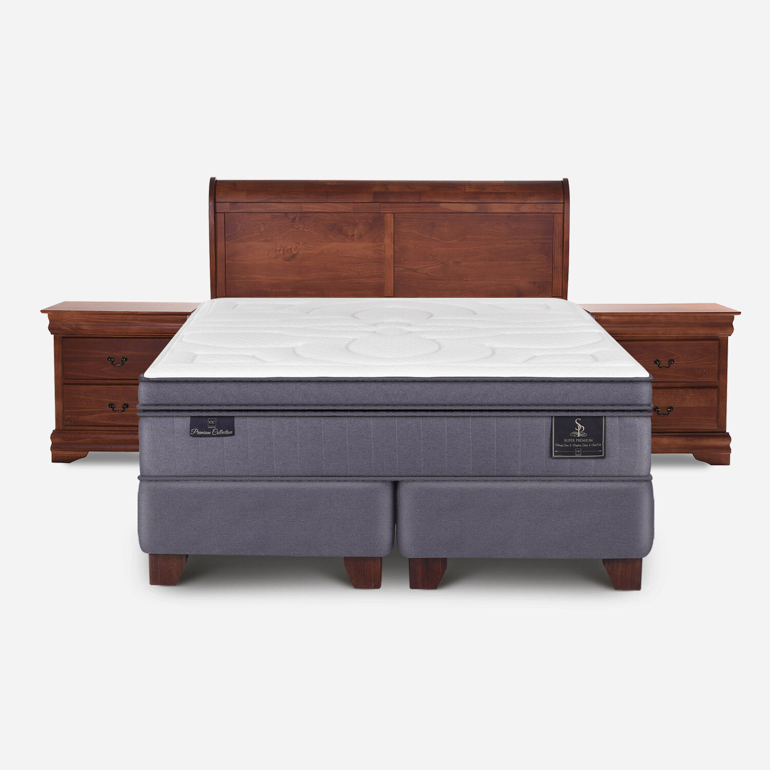 Box Spring King Super Premium + Set Mir&oacute; Caramel
