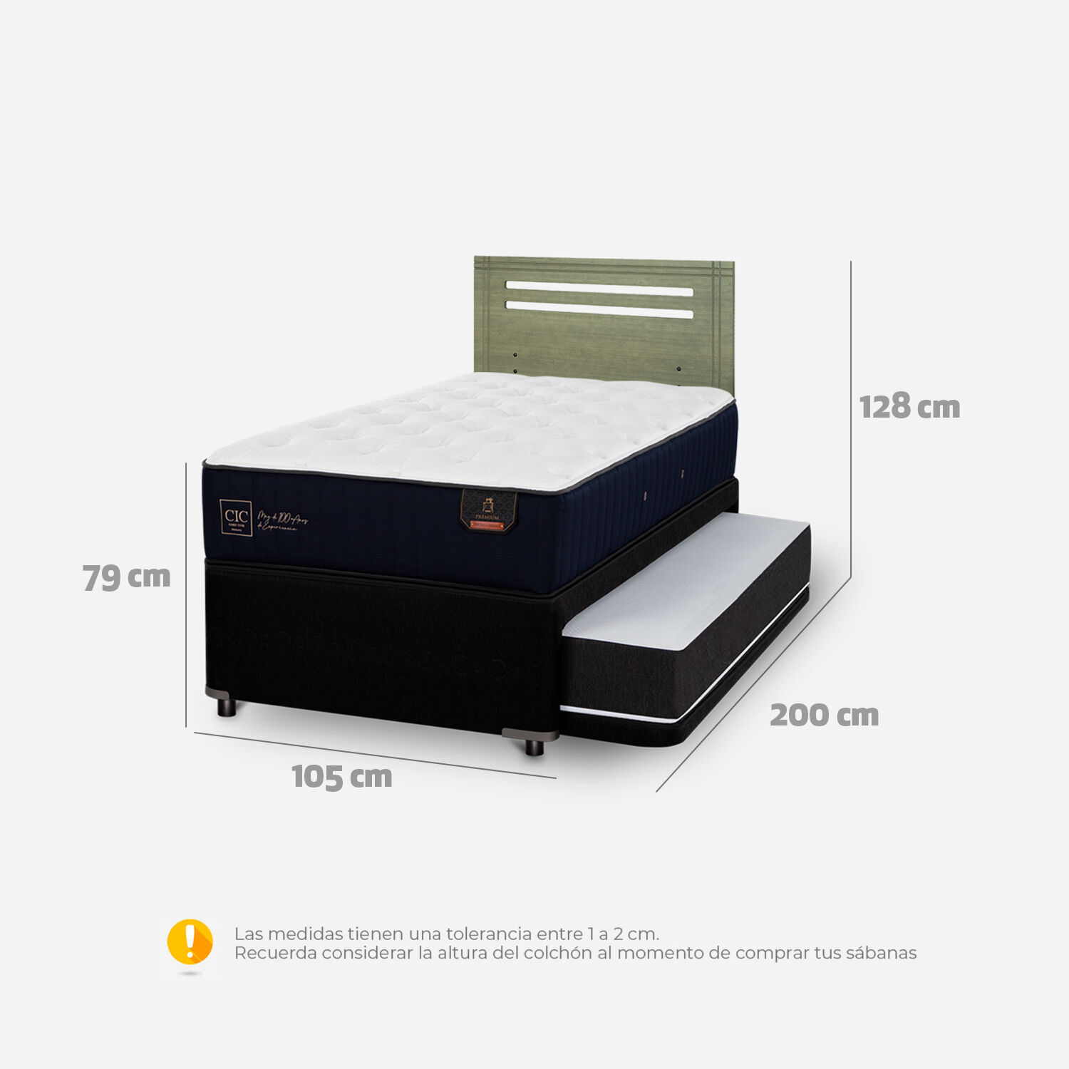Cama Nido Div&aacute;n Premium + Respaldo M&uacute;nich Olivo