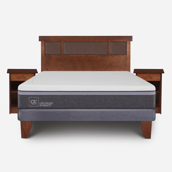 Cama Europea 2 Plazas Ortopedic Advance Base Normal + Set Dublín Caramel