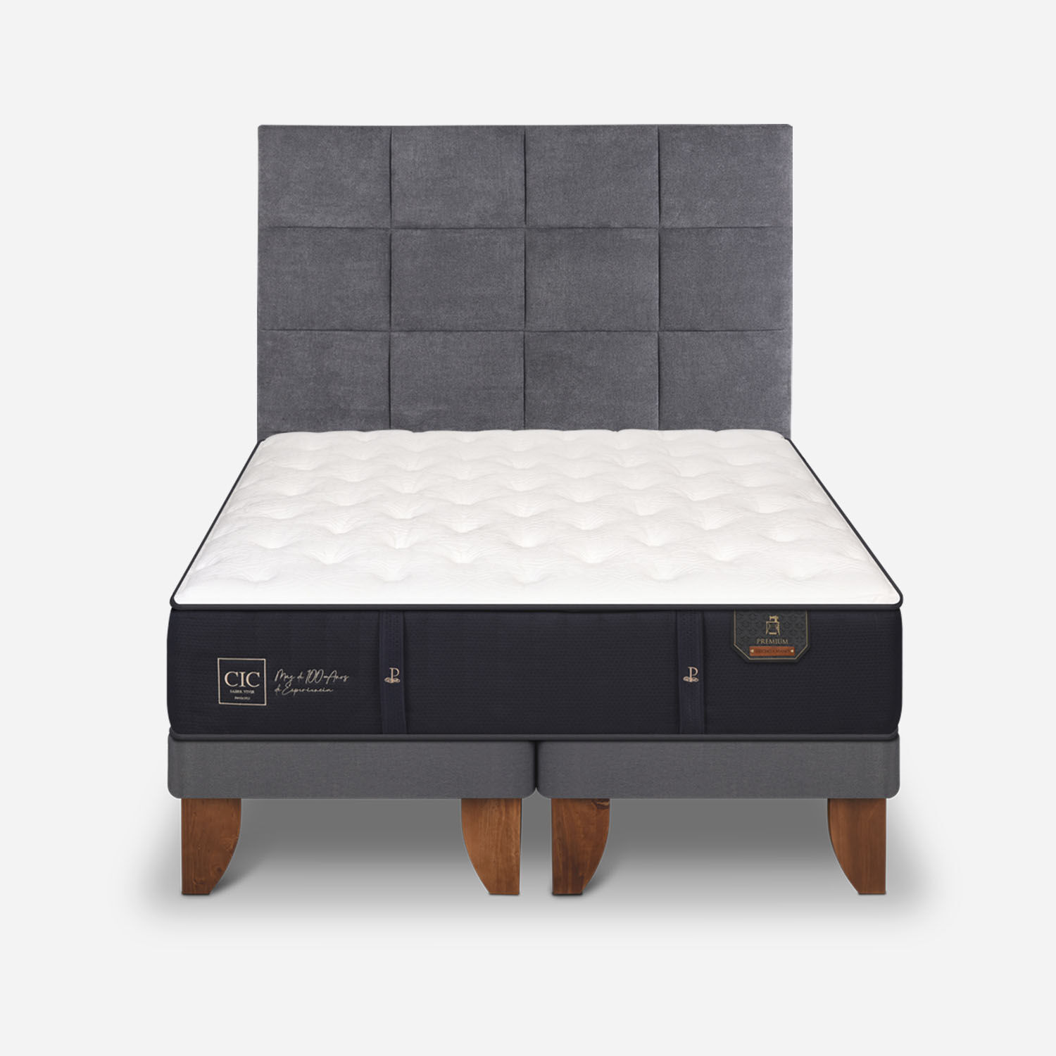 Cama Europea King Premium + Respaldo T&aacute;mesis