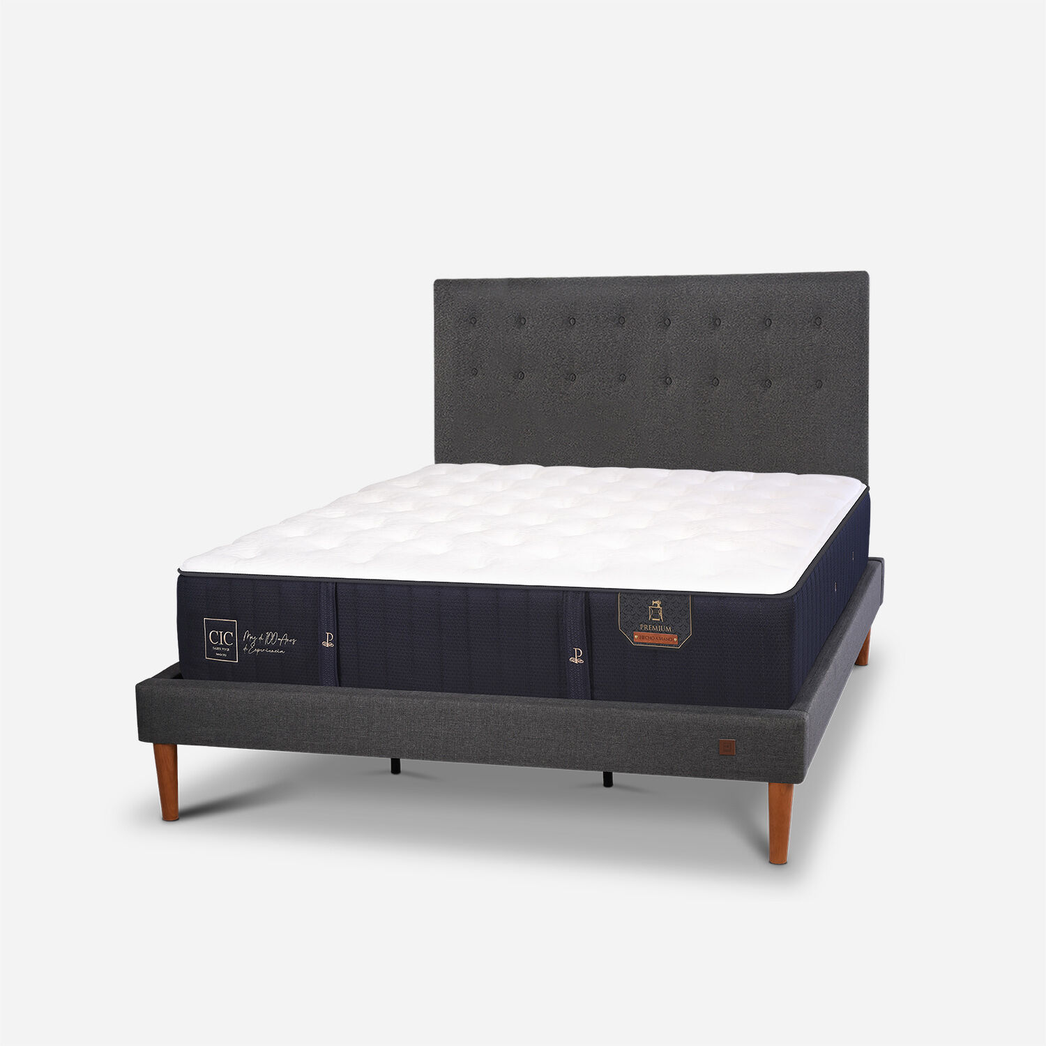 Cama Europea Curve King Premium + Respaldo &Eacute;ufrates