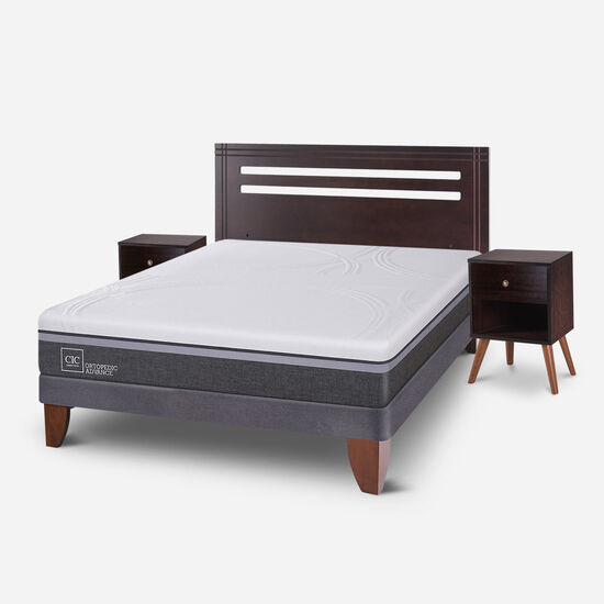 Cama Europea 2 Plazas Ortopedic Advance Base Normal + Set Múnich