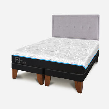 Cama Europea King Infinity Green + Respaldo Ganges