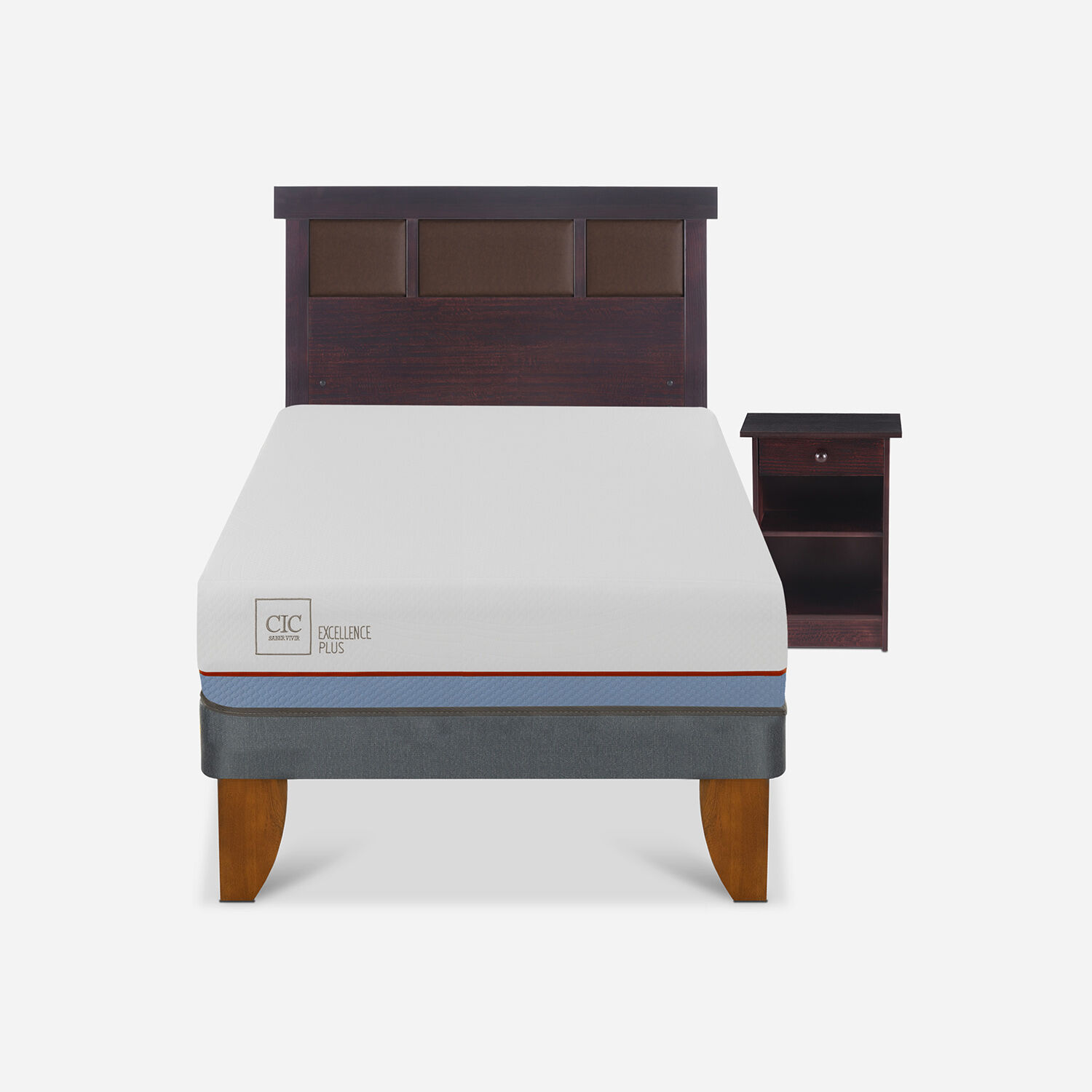Cama Europea 1,5 Plazas Excellence Plus + Set Dublín Chocolate