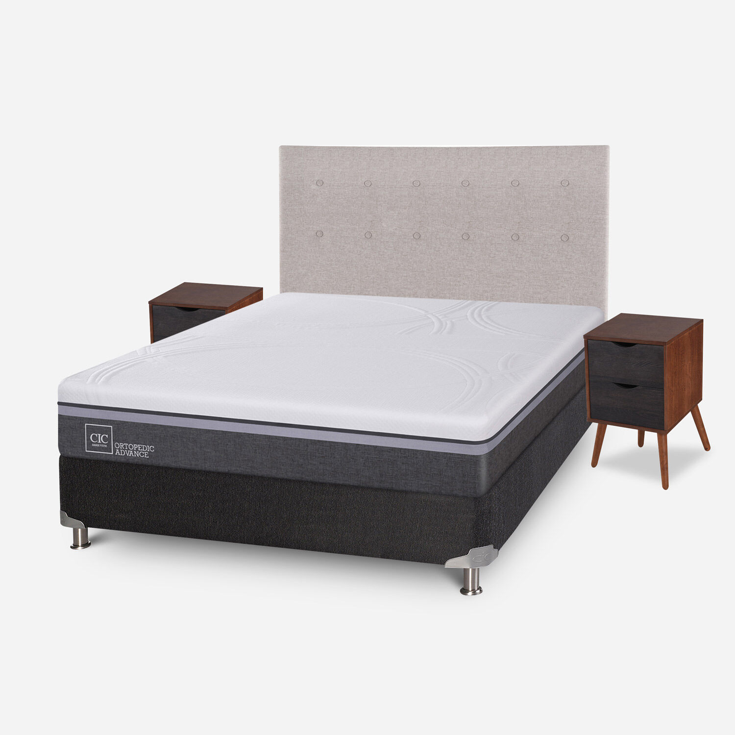 Box Spring 2 Plazas Ortopedic Advance Base Normal 5 Zonas + Set Tigris