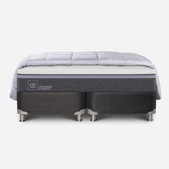 Box Spring 2 Plazas Ortopedic Advance Base Dividida 5 Zonas + Plumón