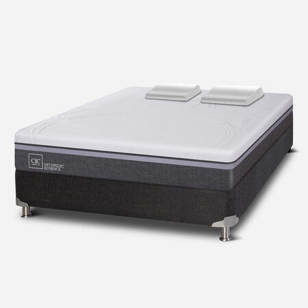 Box Spring 2 Plazas Ortopedic Advance Base Normal 5 Zonas + Almohadas Viscoel&aacute;sticas