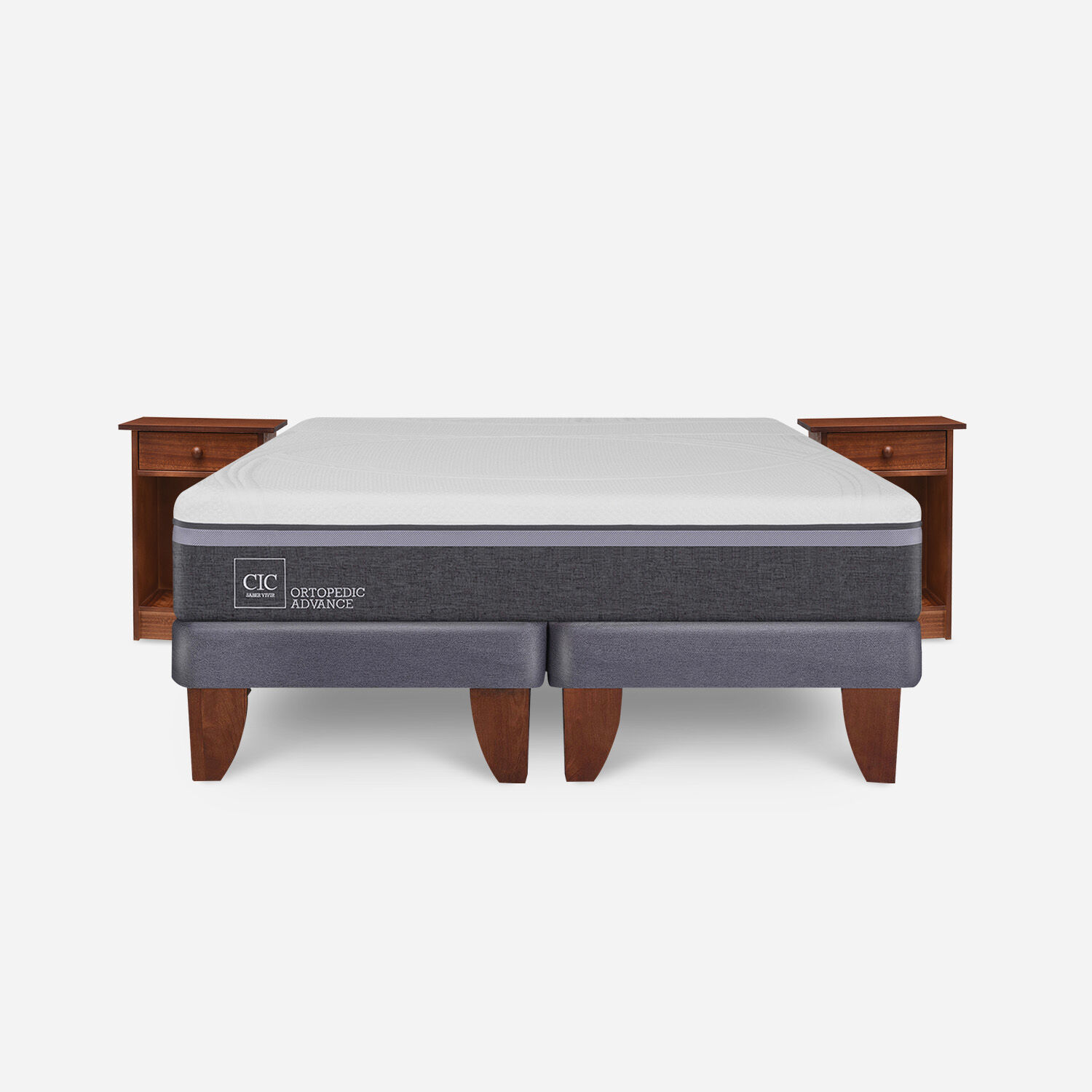 Cama Europea 2 Plazas Base Dividida Ortopedic Advance + Veladores Villarrica