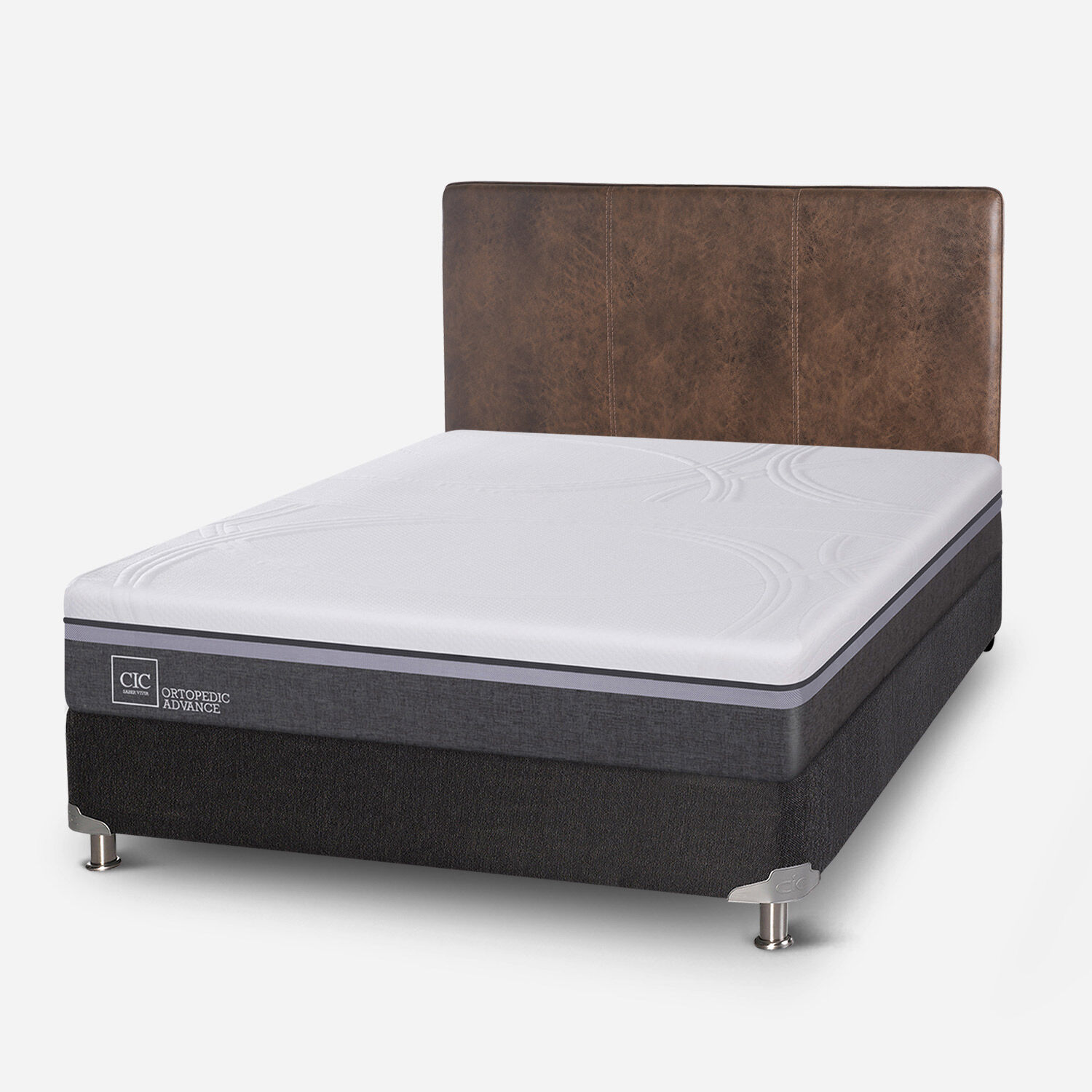 Box Spring 2 Plazas Ortopedic Advance Base Normal 5 Zonas + Respaldo Baker