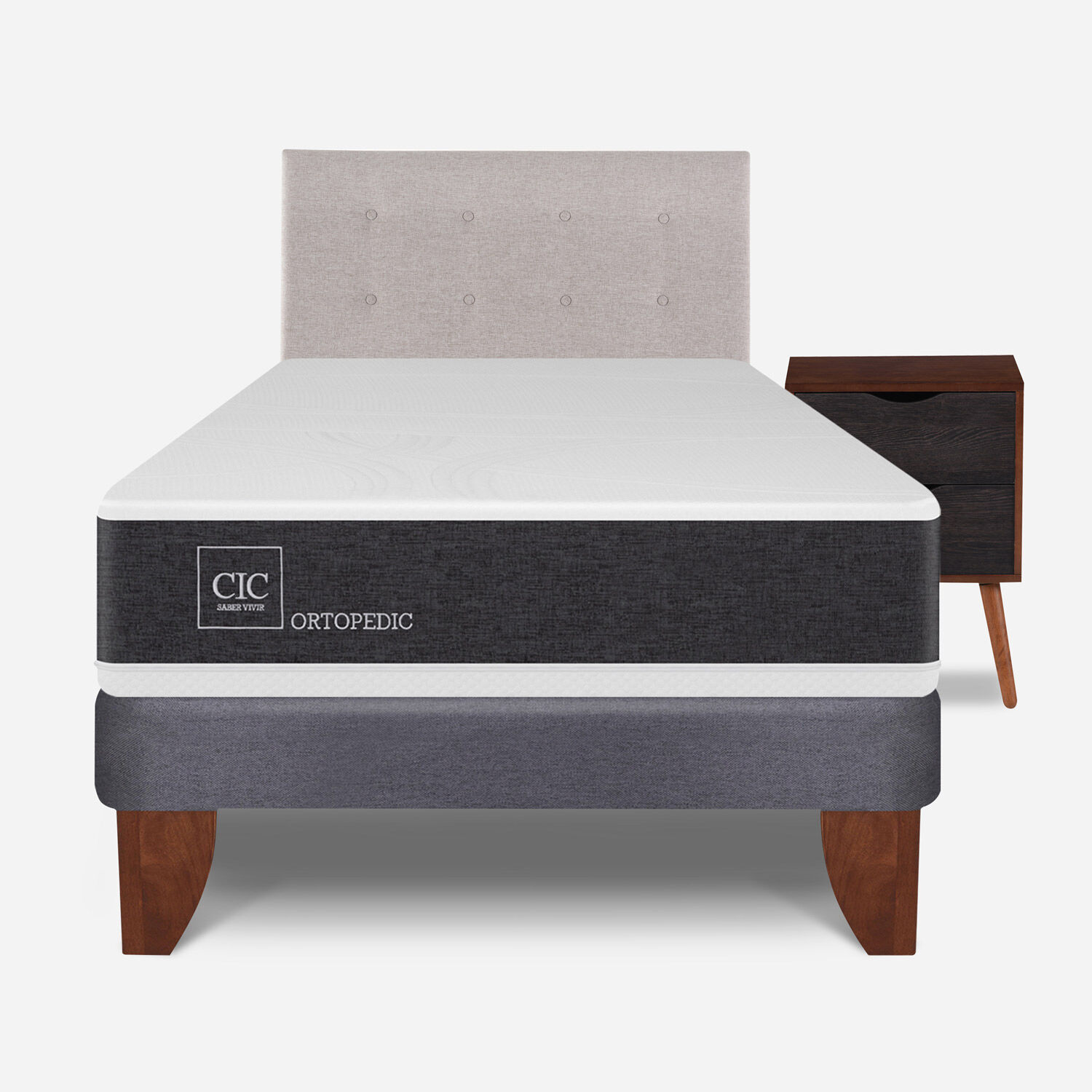 Cama Europea 1,5 Plazas Ortopedic + Set Tigris