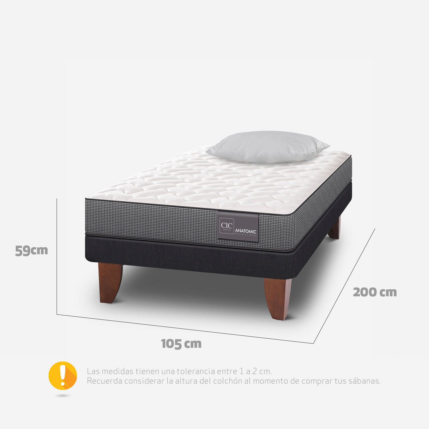 Cama Europea 1,5 Plazas Anatomic + Almohada