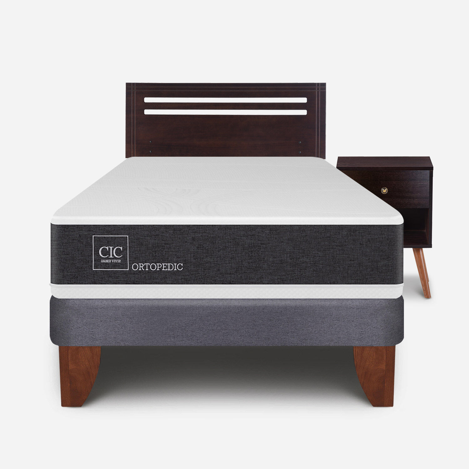 Cama Europea 1,5 Plazas Ortopedic + Set M&uacute;nich Chocolate