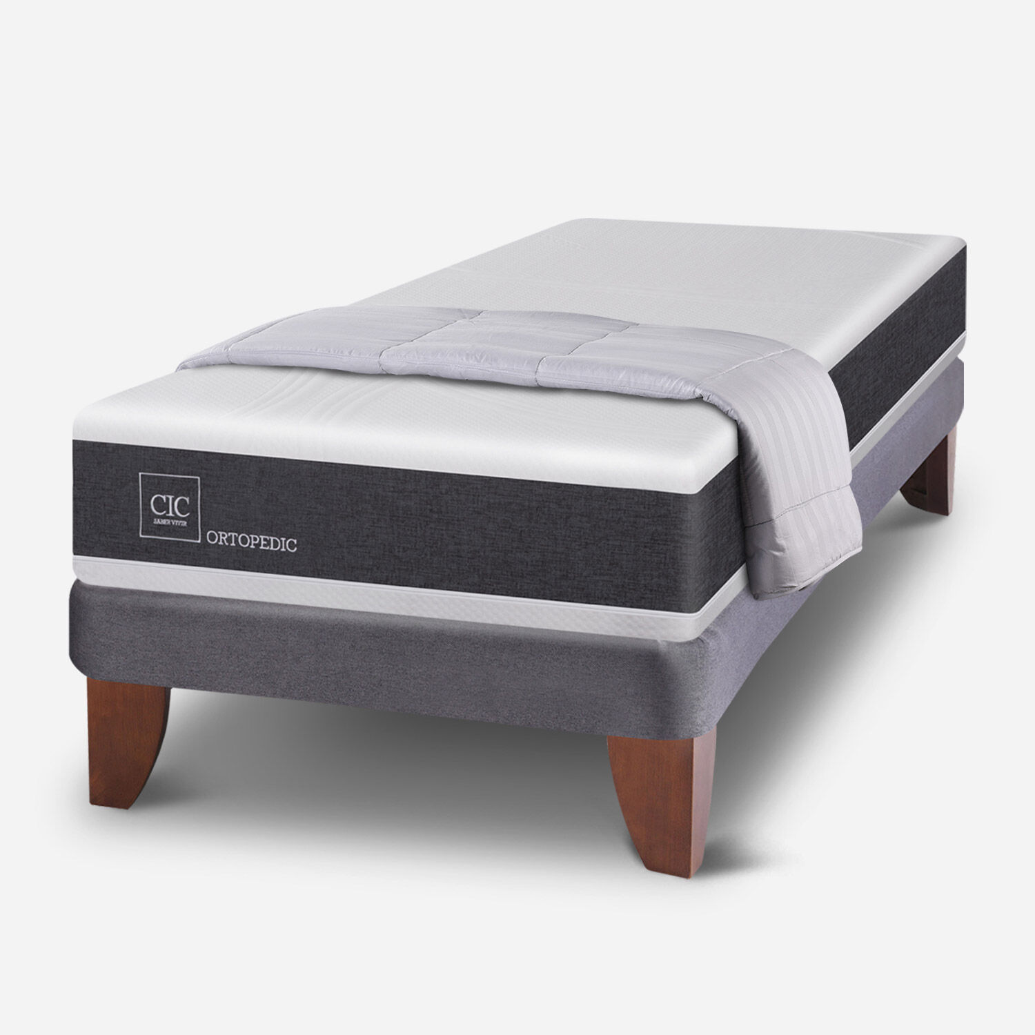 Cama Europea 1.5 Plazas Ortopedic + Plumón