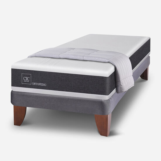 Cama Europea 1.5 Plazas Ortopedic + Plumón