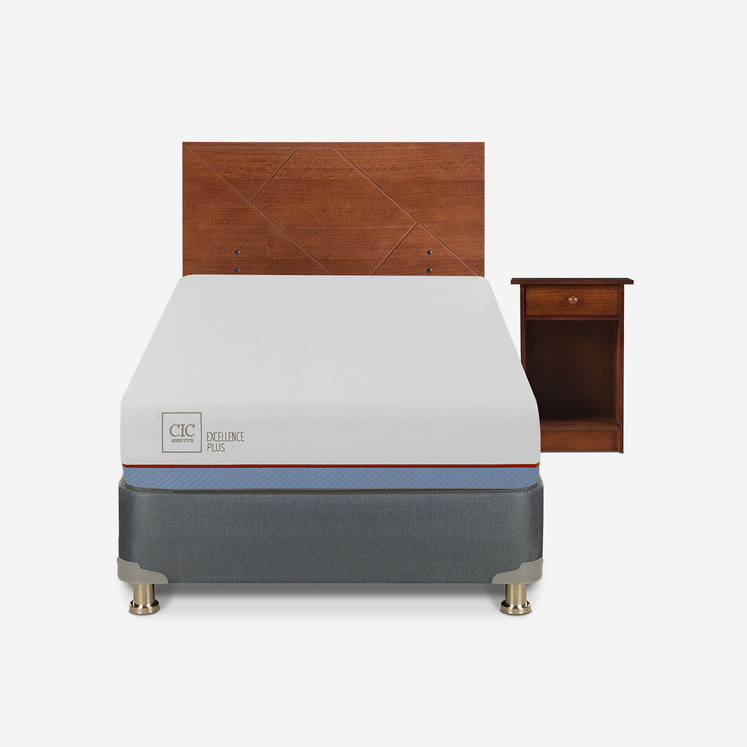 Cama Americana 1,5 Plazas Excellence Plus + Set Villarrica