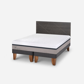 Cama Europea 2 Plazas Balance Base Dividida + Respaldo Villarrica Gris