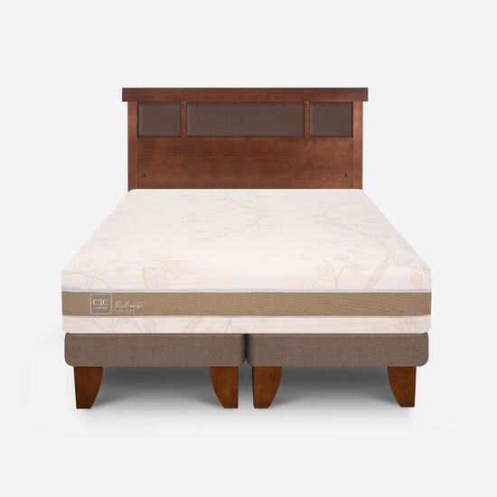 Cama Europea 2 Plazas Rilassati Smart Base Dividida + Respaldo New Dublín Caramel