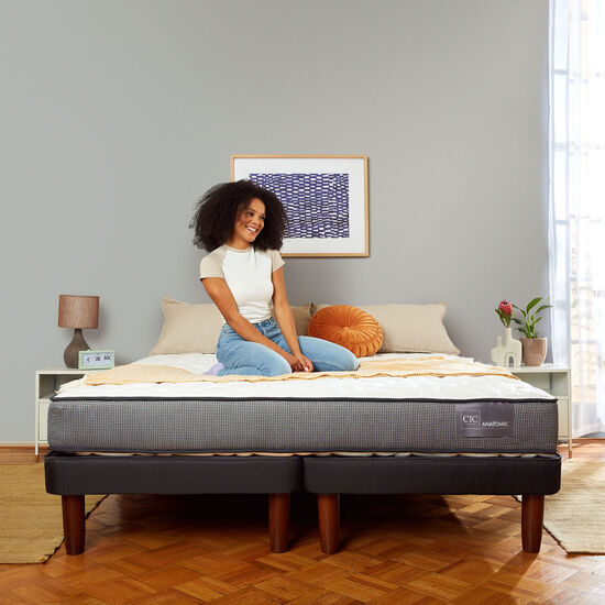 Cama Europea 1.5 Plazas Anatomic + Velador Dublín Choc