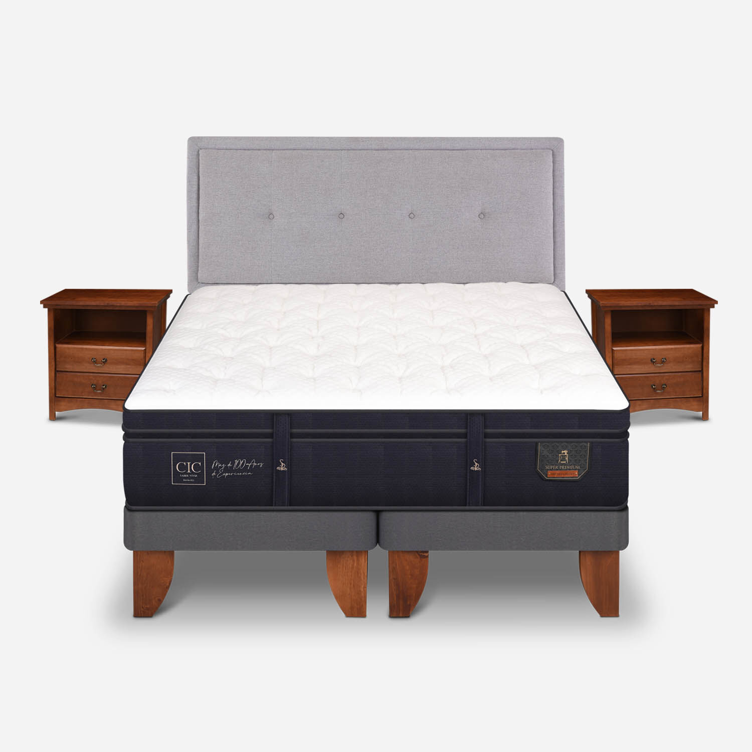 Cama Europea 2 Plazas Super Premium Base Dividida + Set Ganges