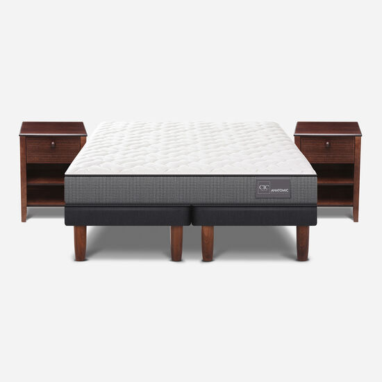 Cama Europea King Anatomic + Veladores Torino Choc