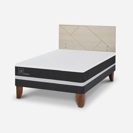 Cama Europea 2 Plazas Ortopedic Base Normal + Respaldo Villarrica Alpino