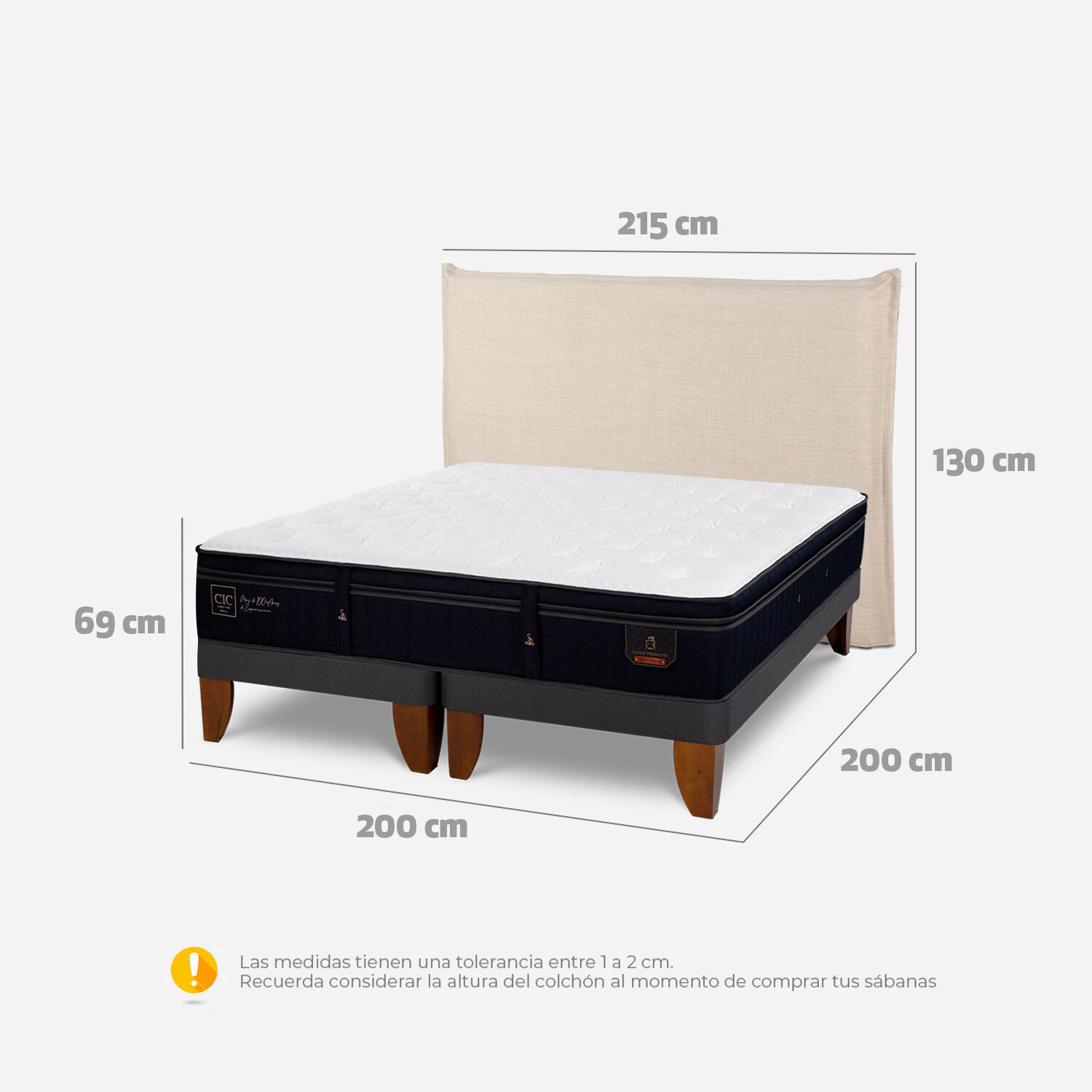 Cama Europea Super King Super Premium + Respaldo T&iacute;ber