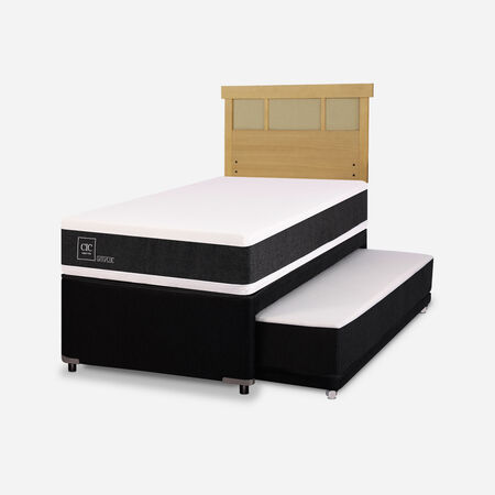 Cama Nido Div&aacute;n Ortopedic + Respaldo Dubl&iacute;n Mostaza