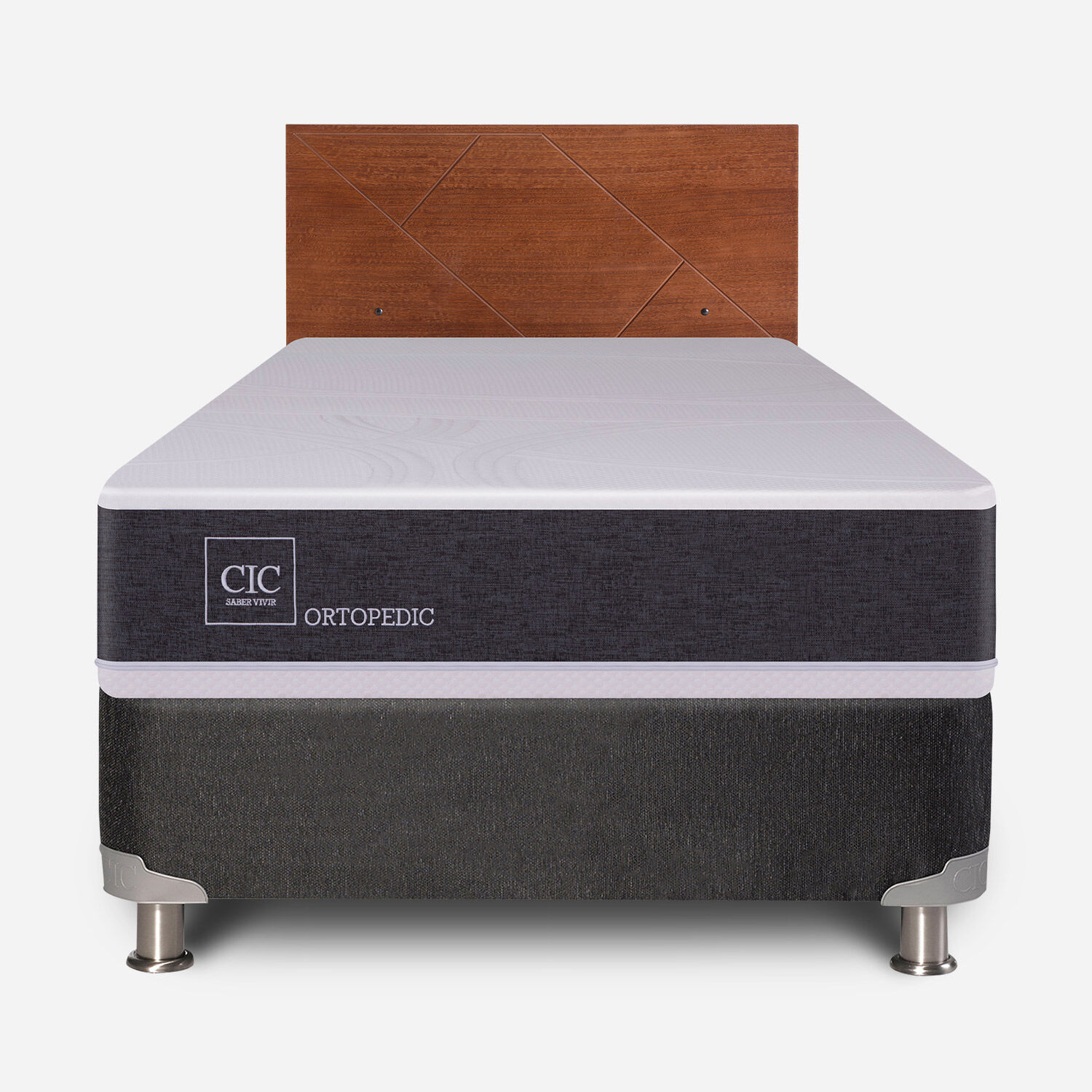 Box Spring 1 Plaza Ortopedic 5 Zonas + Respaldo Villarrica Caramel