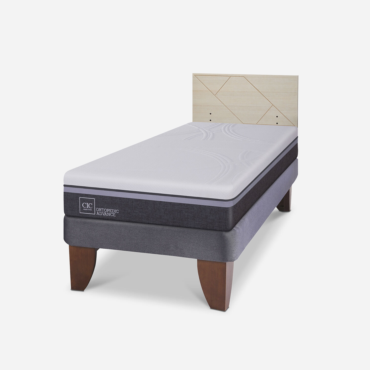 Cama Europea 1,5 Plazas Ortopedic Advance + Respaldo Villarrica Alpino