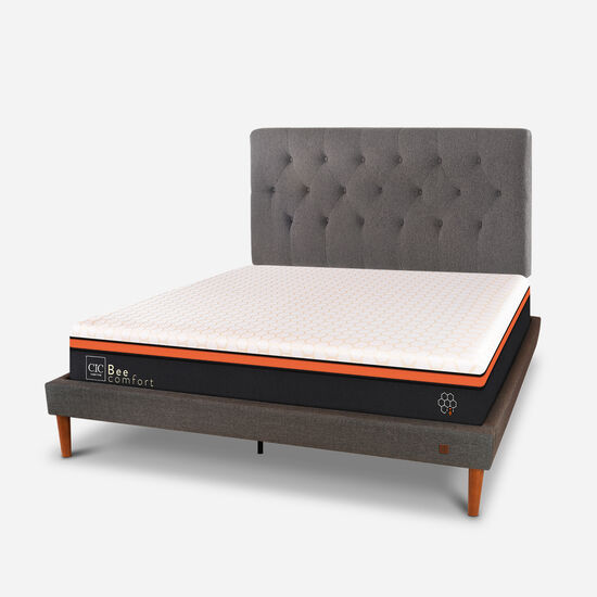 Cama Europea Curve 2 Plazas Bee Comfort + Respaldo kavery