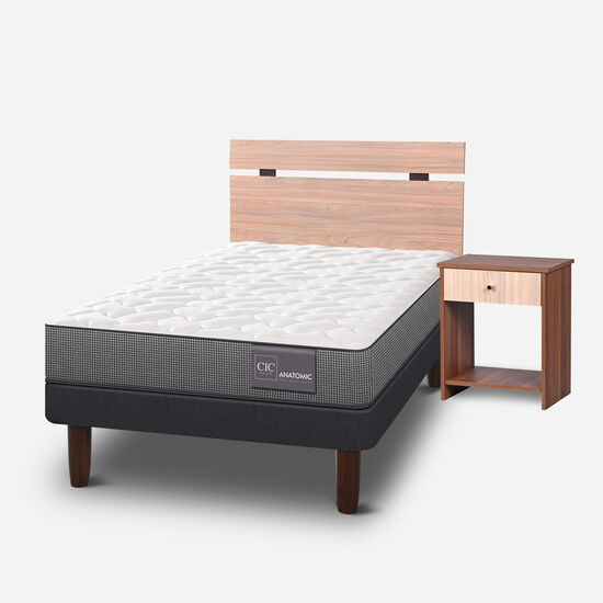 Cama Europea 1.5 Plazas Anatomic + Set Olmo