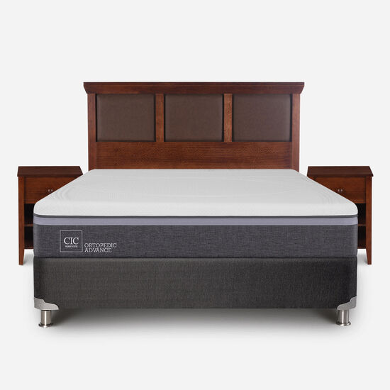 Box Spring 2 Plazas Ortopedic Advance Base Normal 5 Zonas + Set Torino Caramel