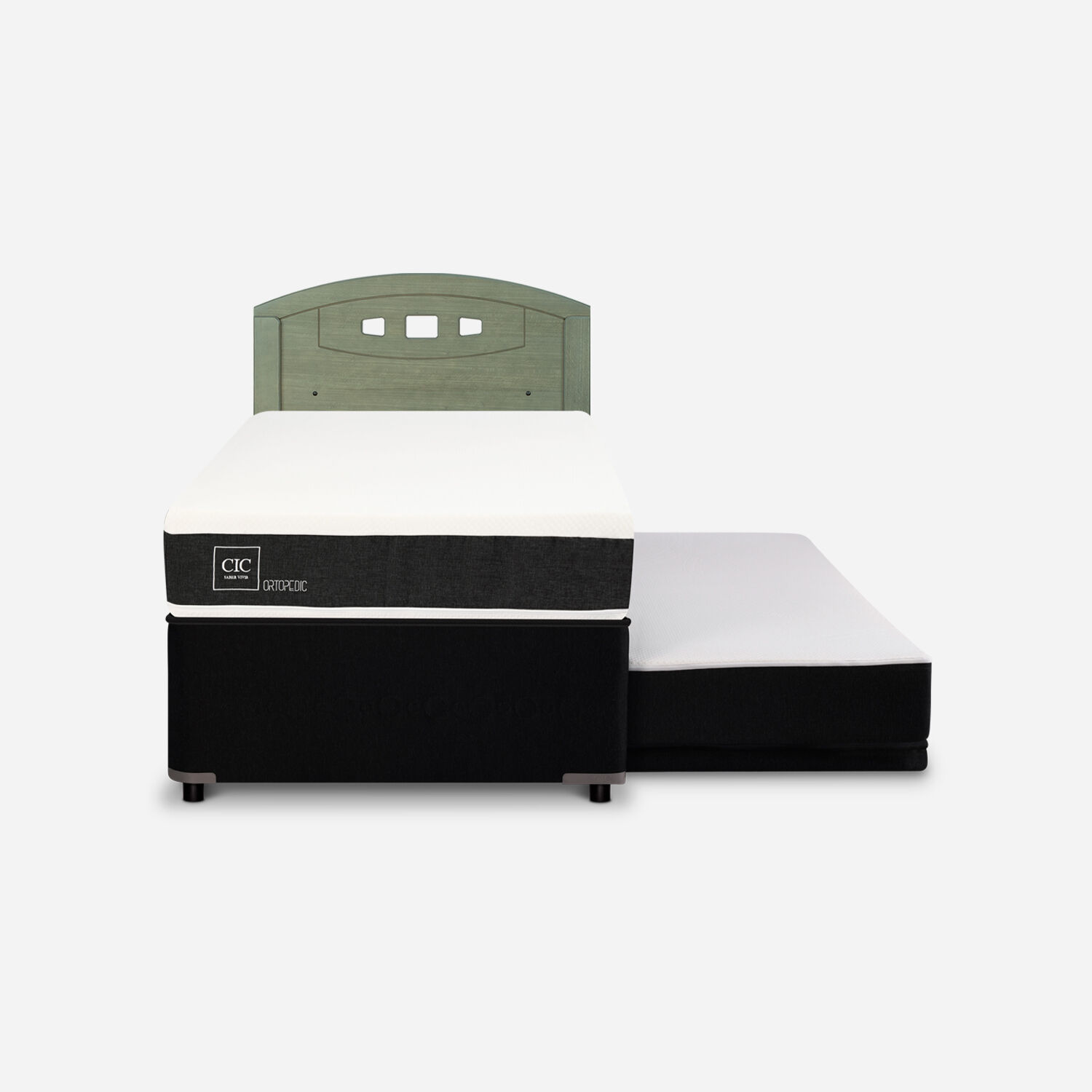 Cama Nido Div&aacute;n Ortopedic + Respaldo Gales Olivo