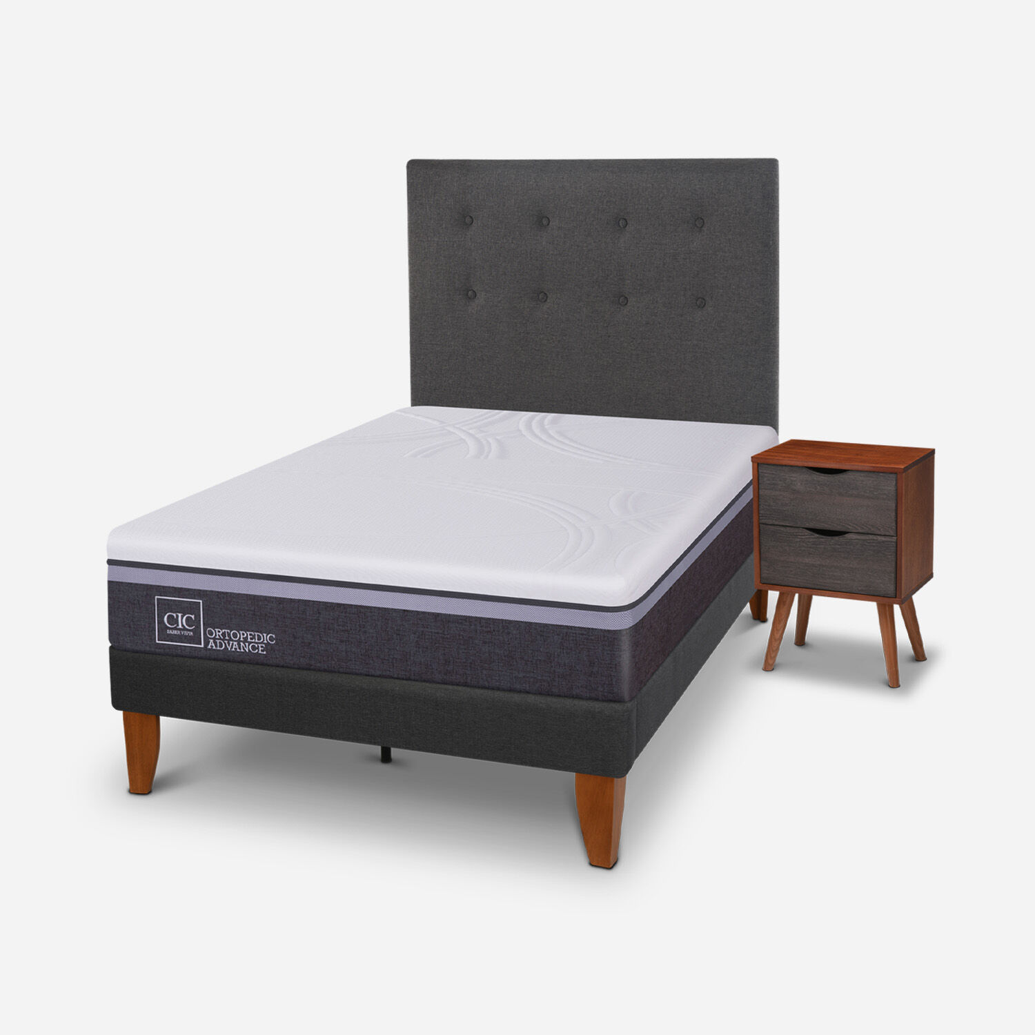 Cama Europea Curve 1,5 Plazas Ortopedic Advance + Set &Eacute;ufrates