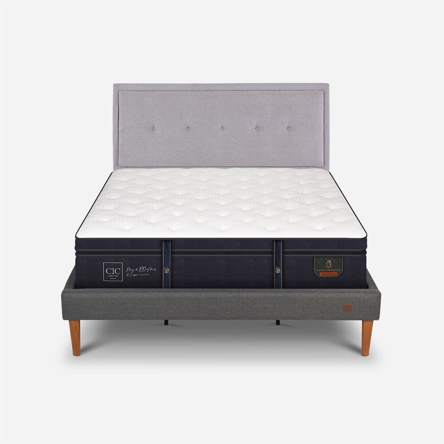 Cama Europea Curve King Grand Premium + Respaldo Ganges